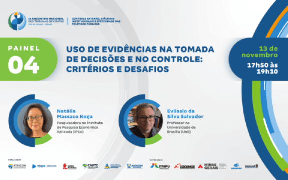 Uso de evidências na tomada de decisões e no controle será tema de painel no IX ENTC