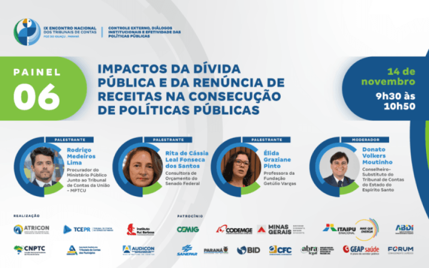 Impactos da renúncia de receitas nas Políticas Públicas serão tema de painel no IX ENTC